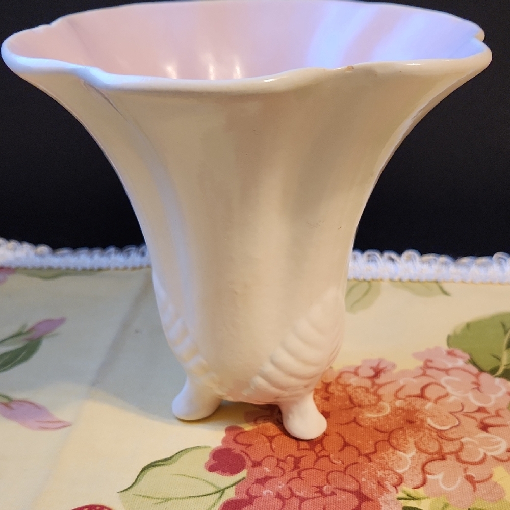 Elegant Cream Vase with Pink Interior